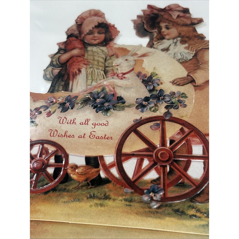 NEW Old Print Factory Victorian Elegance Die Cut Easter Card W/ Easel Spring